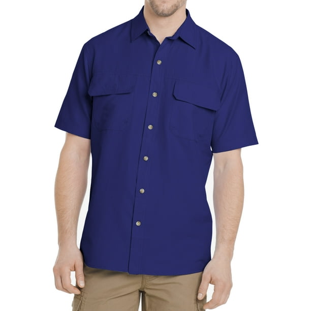 Bass & Co G.H Mens Explorer Short Sleeve Button Down Fishing Shirt Solid Flap Pocket Bass & Co G.H Mens Explorer Short Sleeve Button Down Fishing Shirt Solid Flap Pocket
